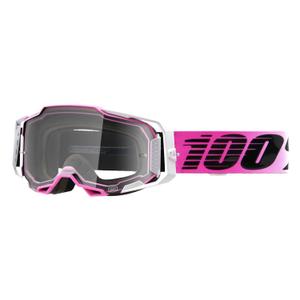 Naočale za motocross 100% ARMEGA Harmony crno-bijelo-roze (prozirni pleksiglas)