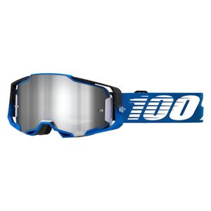 Naočale za motocross 100% ARMEGA Rockchuck crno-bijelo-plave (srebrni pleksiglas)