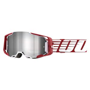 Naočale za motocross 100% ARMEGA Oversized Deep White-Red (srebrni pleksiglas)