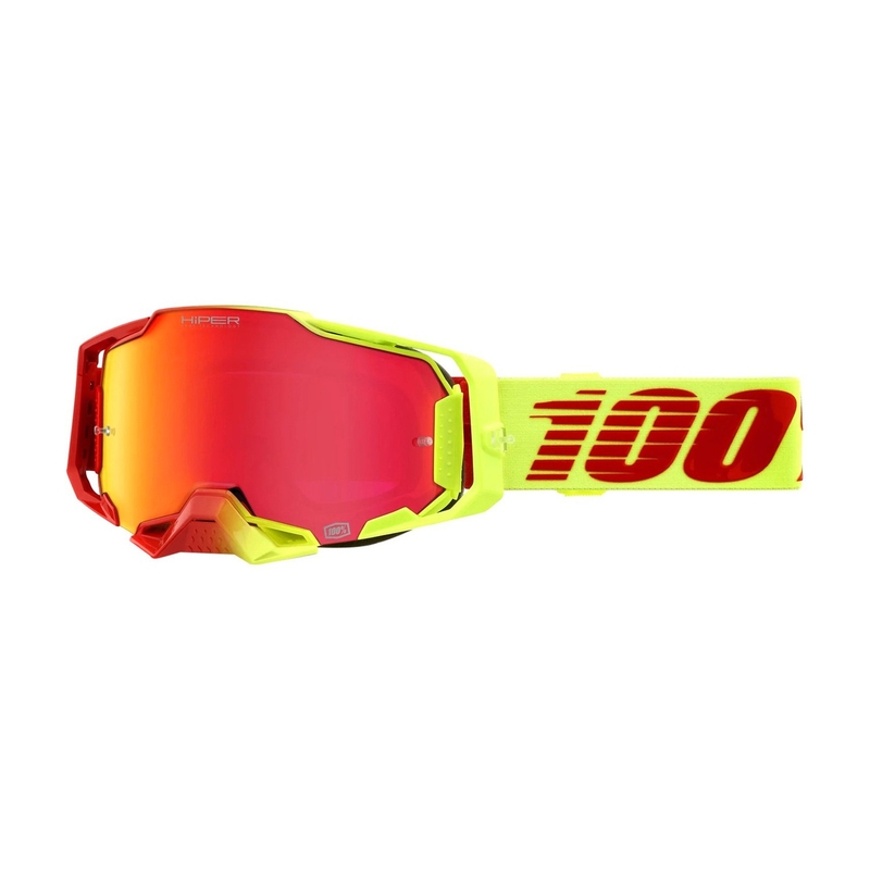 Naočale za motocross 100% ARMEGA Solaris HIPER crveno-žute (crveni pleksiglas)