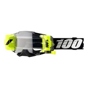 Motocross naočale 100% ARMEGA FORECAST bijelo-crno-fluo žuto (prozirni pleksiglas)