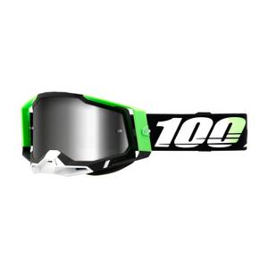 Naočale za motocross 100% RACECRAFT 2 Calcutta zeleno-bijele-crne (srebrni pleksiglas)