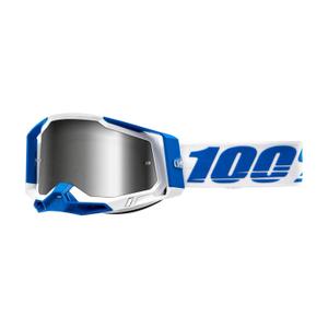 Naočale za motocross 100% RACECRAFT 2 Isola bijelo-plave (srebrni pleksiglas)