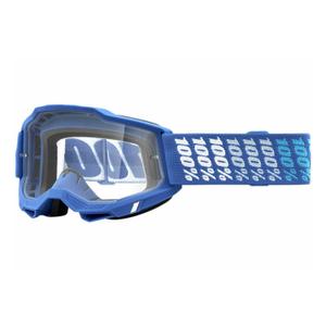 Naočale za motocross 100% ACCURI 2 Yarger bijelo-plave (prozirni pleksiglas)
