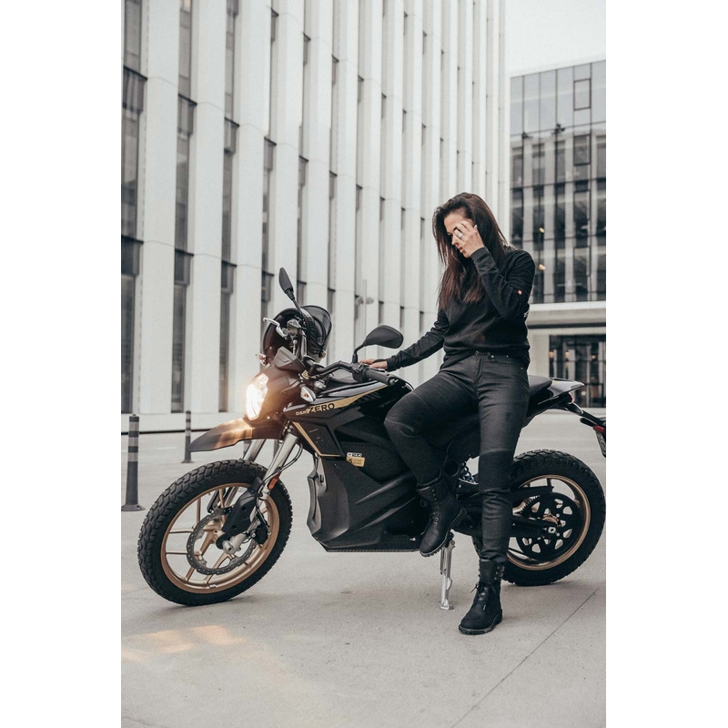 Ženske motociklističke traperice PANDO MOTO Kusari Kev crne rasprodaja