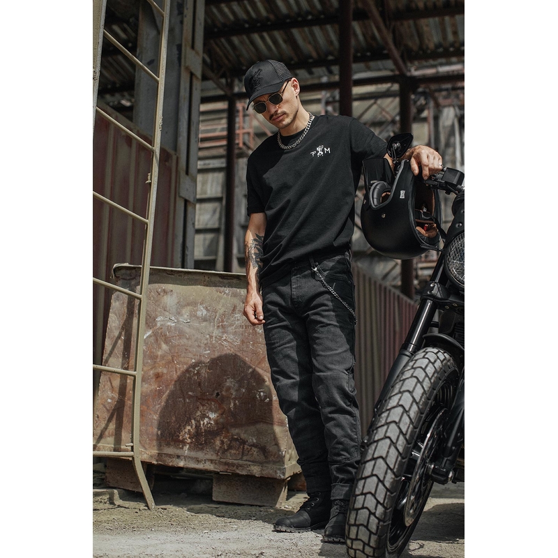 Motorističke traperice PANDO MOTO Boss Dyn crne rasprodaja
