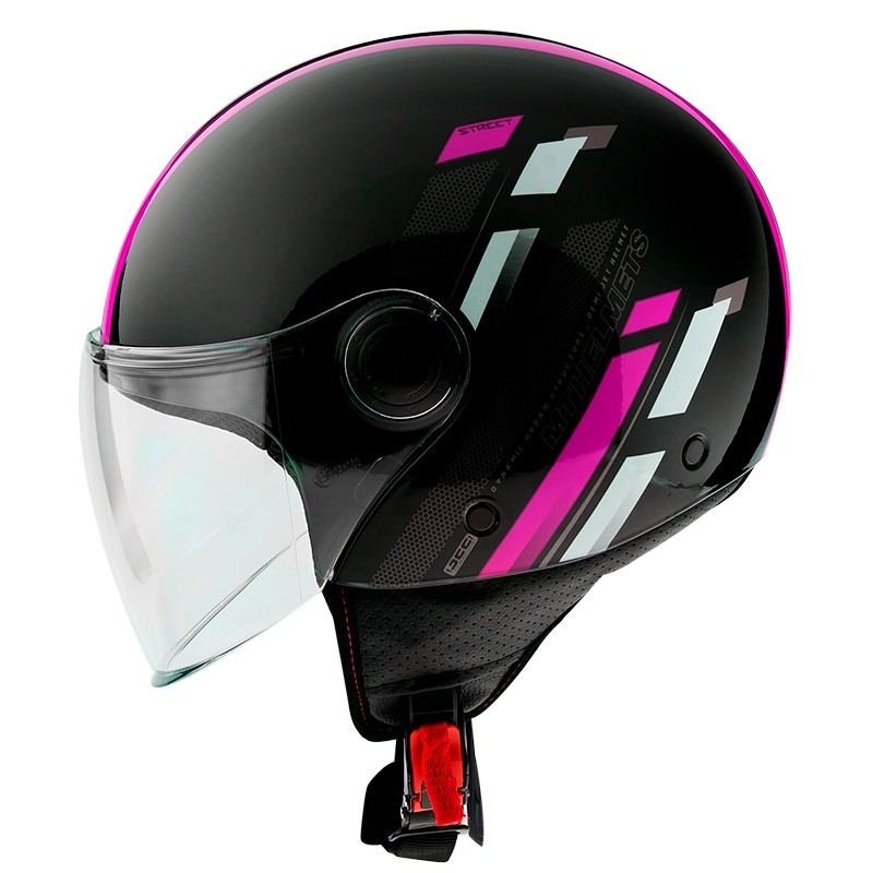 MT Street Scope D8 otvorena motociklistička kaciga crno-siva-fluo ružičasta sjajna rasprodaja