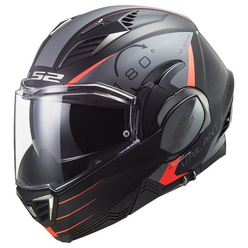 LS2 FF900 Valiant II Codex Black-Fluo Red-Titanium preklopna motociklistička kaciga