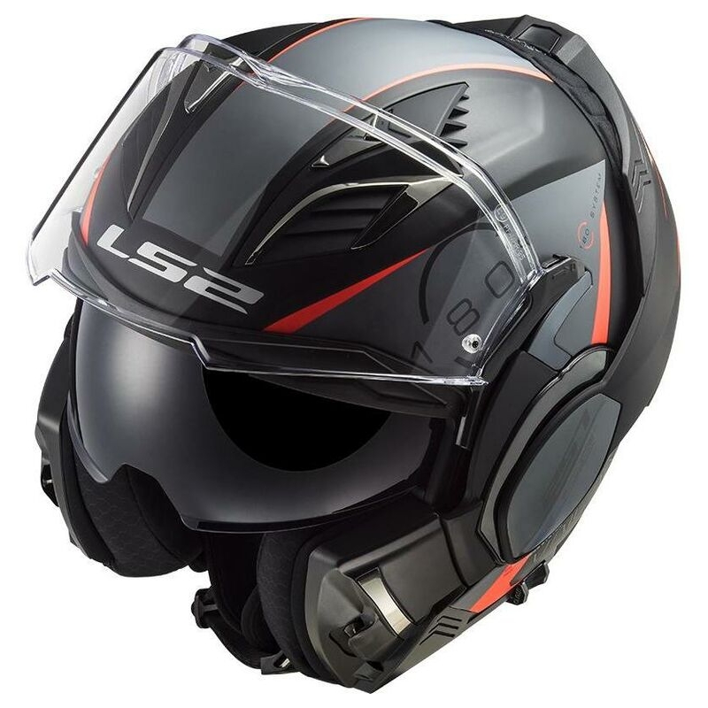 LS2 FF900 Valiant II Codex Black-Fluo Red-Titanium preklopna motociklistička kaciga