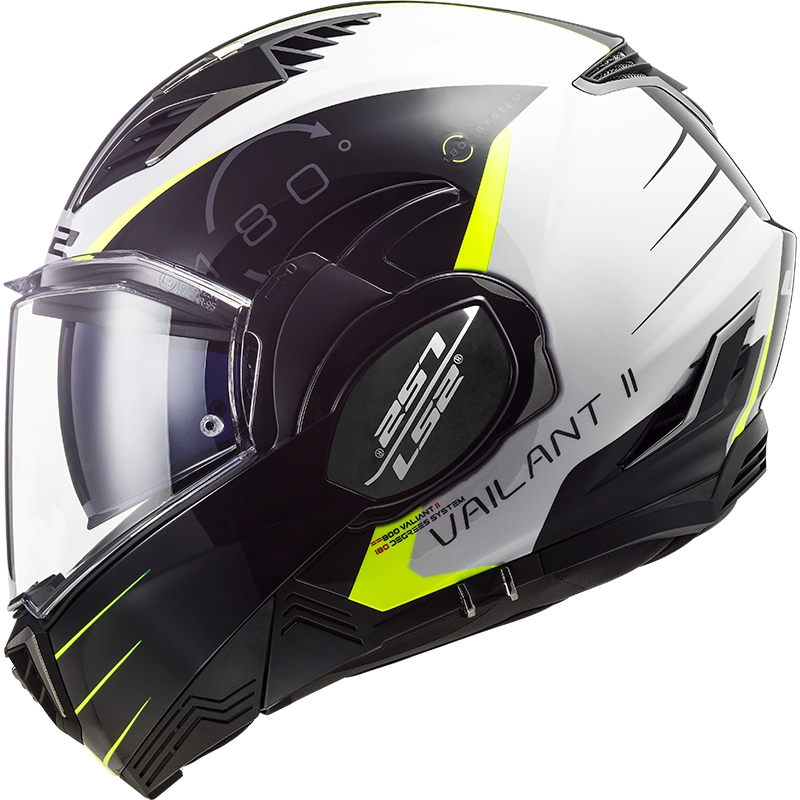 LS2 FF900 Valiant II Codex Flip Up motociklistička kaciga crno-fluo žuto-bijela