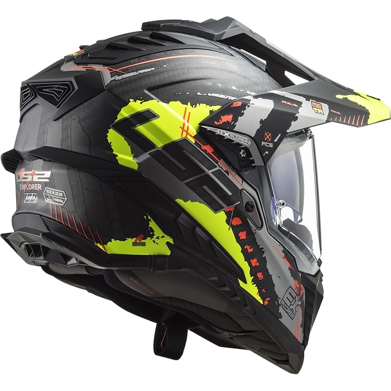 Enduro kaciga LS2 MX701 Explorer C Extend crna-siva-fluo žuta
