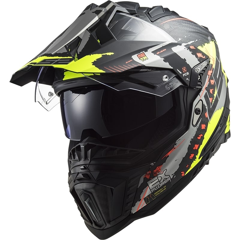 Enduro kaciga LS2 MX701 Explorer C Extend crna-siva-fluo žuta