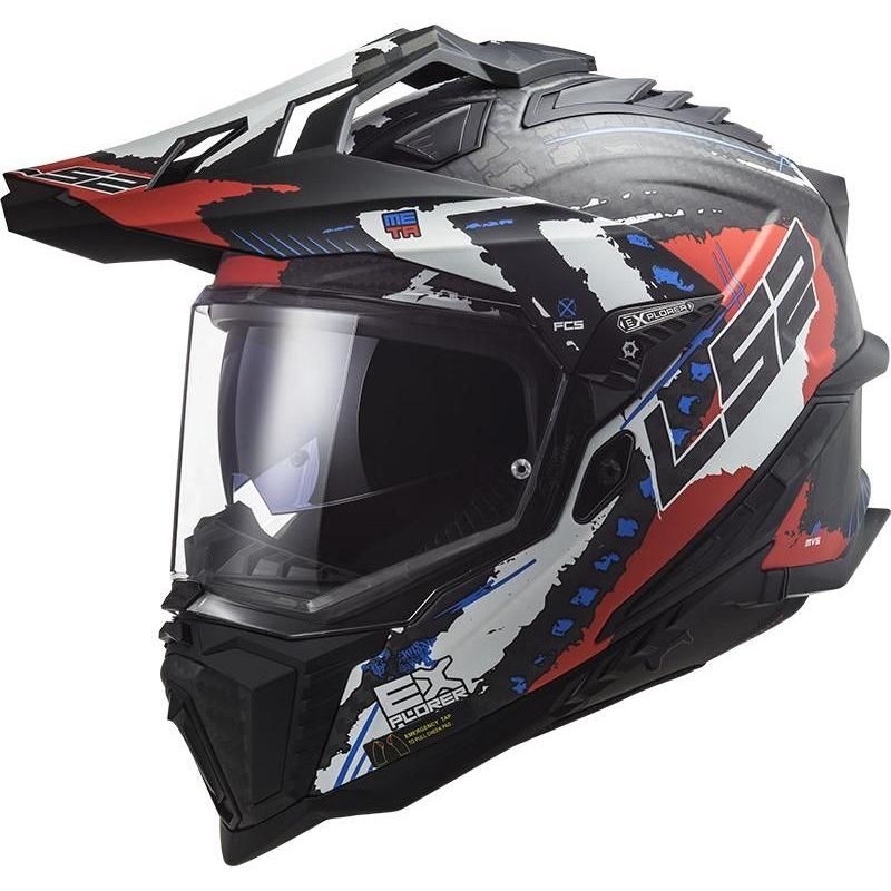 Enduro kaciga LS2 MX701 Explorer C Extend crno-plavo-crvena