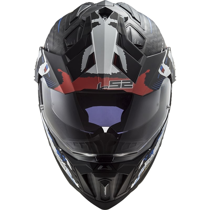 Enduro kaciga LS2 MX701 Explorer C Extend crno-plavo-crvena