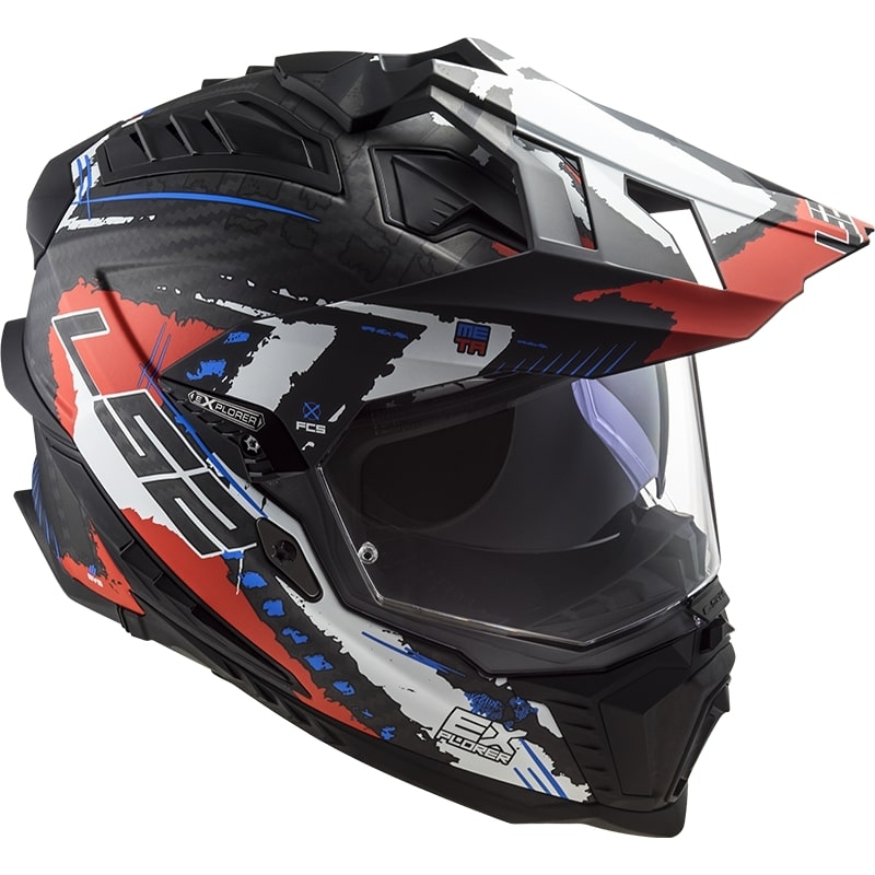 Enduro kaciga LS2 MX701 Explorer C Extend crno-plavo-crvena