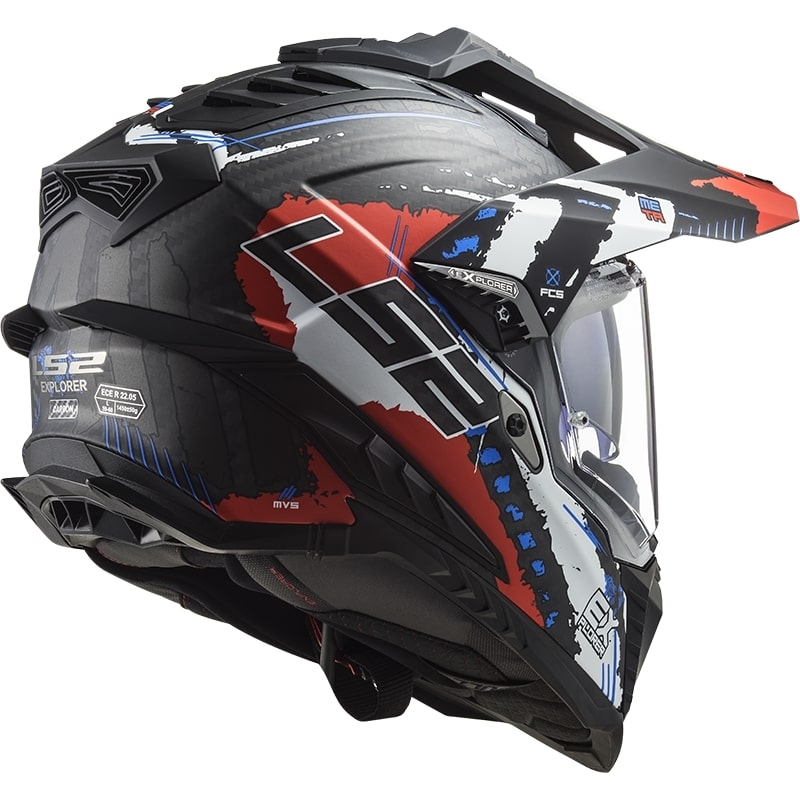 Enduro kaciga LS2 MX701 Explorer C Extend crno-plavo-crvena