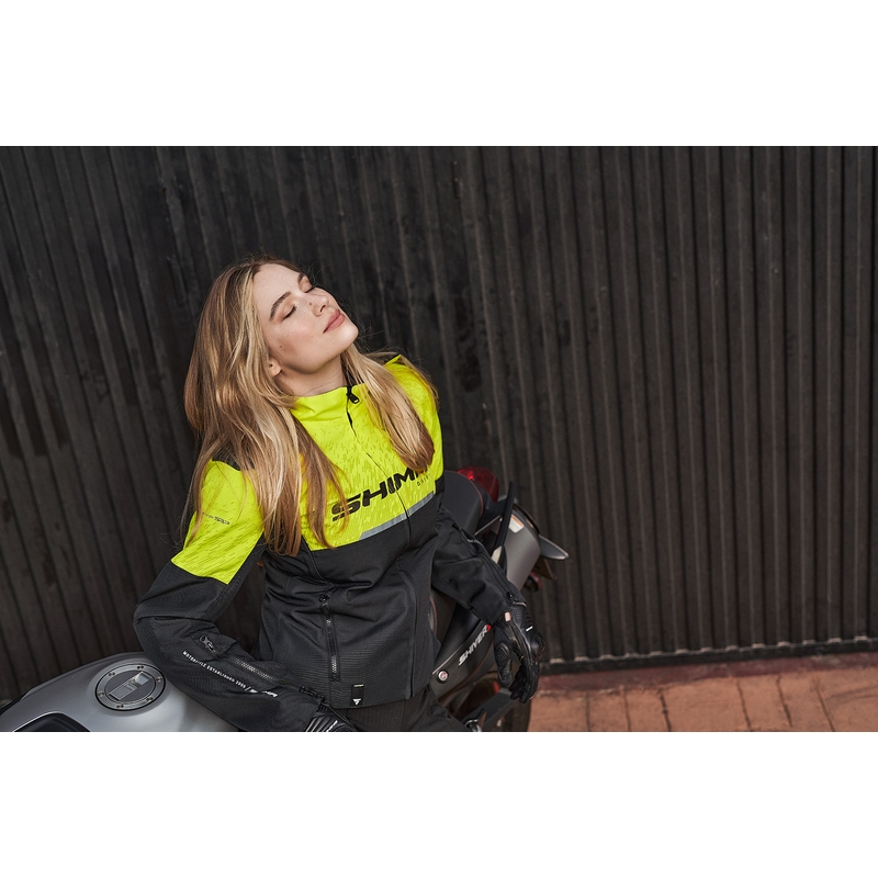 Ženska motoristička jakna Shima Drift crno-fluo žuta