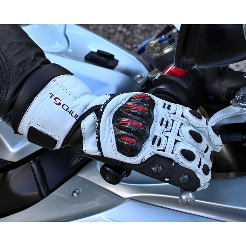 Motorističke rukavice Tschul 270 bijele-crne rasprodaja