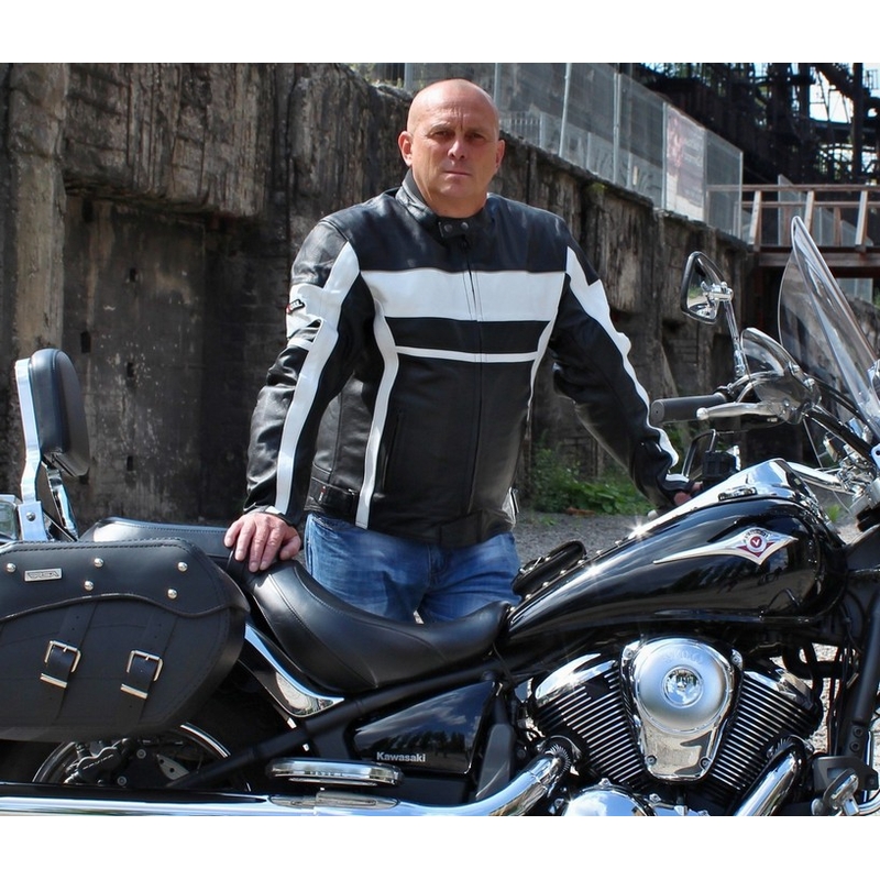Motoristička jakna Tschul 837 crno bijela rasprodaja