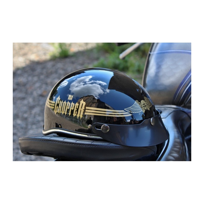 Motociklistička kaciga kapa mozga RSA Skull crna sjajna