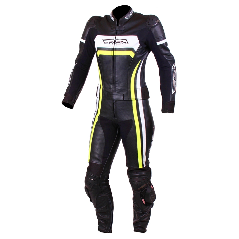 Žensko moto odijelo RSA Virus crno-bijelo-fluo žuto rasprodaja