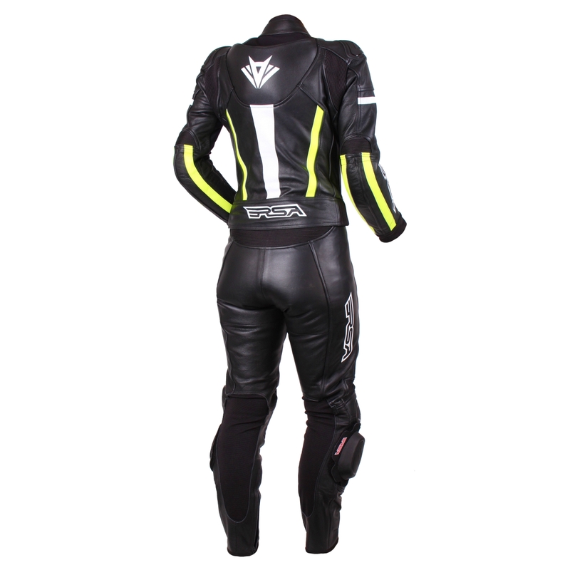 Žensko moto odijelo RSA Virus crno-bijelo-fluo žuto rasprodaja