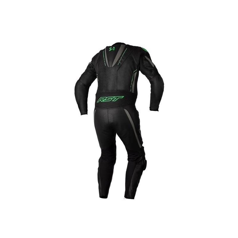 RST S1 CE Jednodijelno motociklističko odijelo Crno-Sivo-Fluo Zeleno rasprodaja