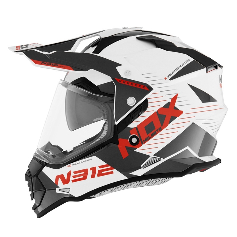 Enduro kaciga NOX N312 EXTEND 2022 crveno-sivo-bijela rasprodaja