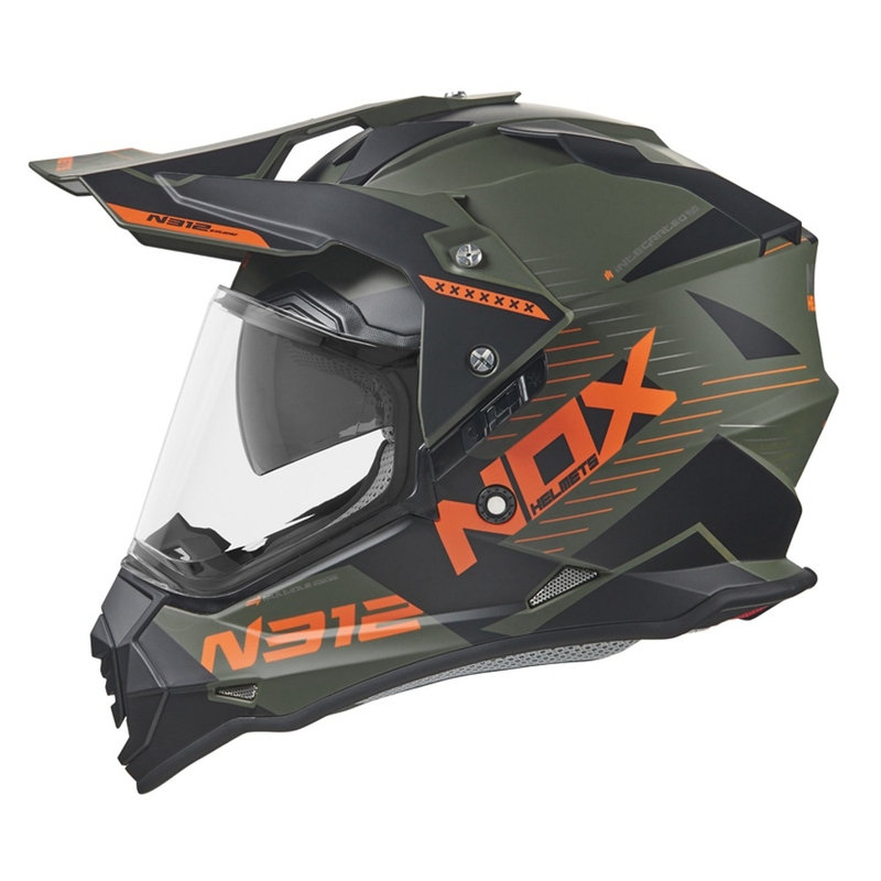 Enduro kaciga NOX N312 EXTEND 2022 kaki-narančasta
