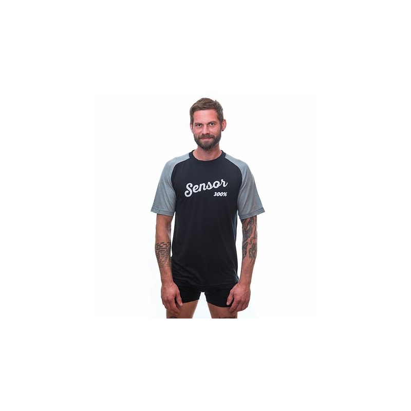 Muška majica Sensor Merino Active PT Logo crno-siva rasprodaja