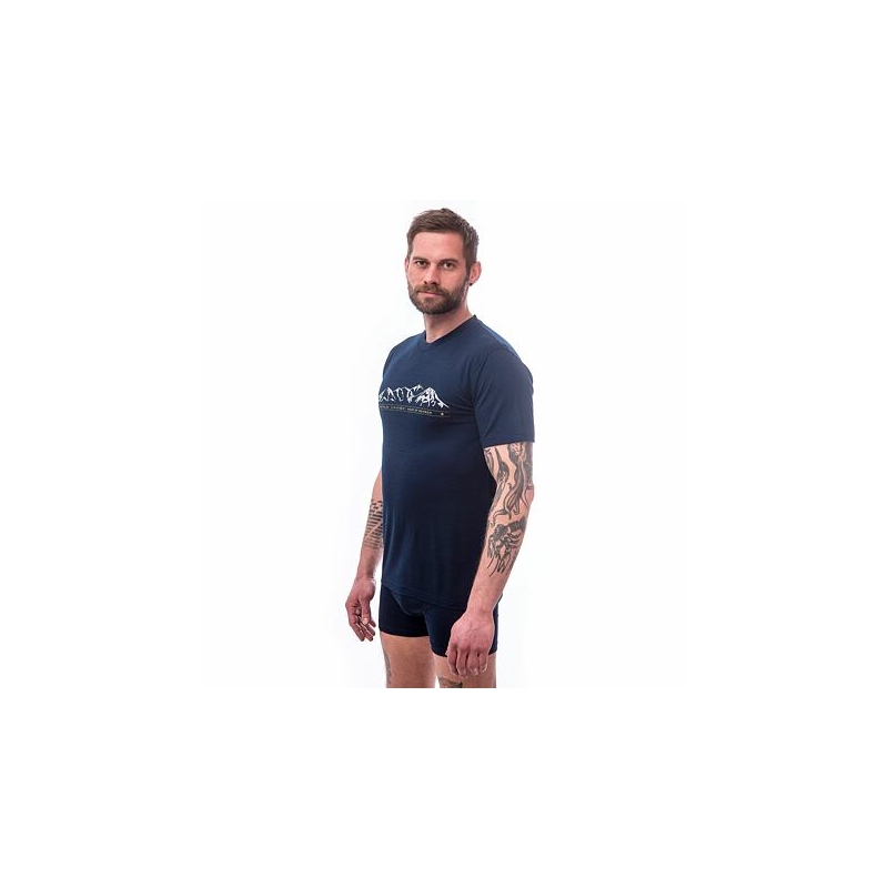 Muška majica kratkih rukava Sensor Merino Active PT Mountains tamnoplava rasprodaja
