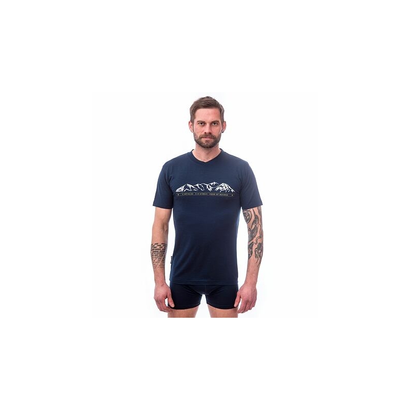 Muška majica kratkih rukava Sensor Merino Active PT Mountains tamnoplava rasprodaja