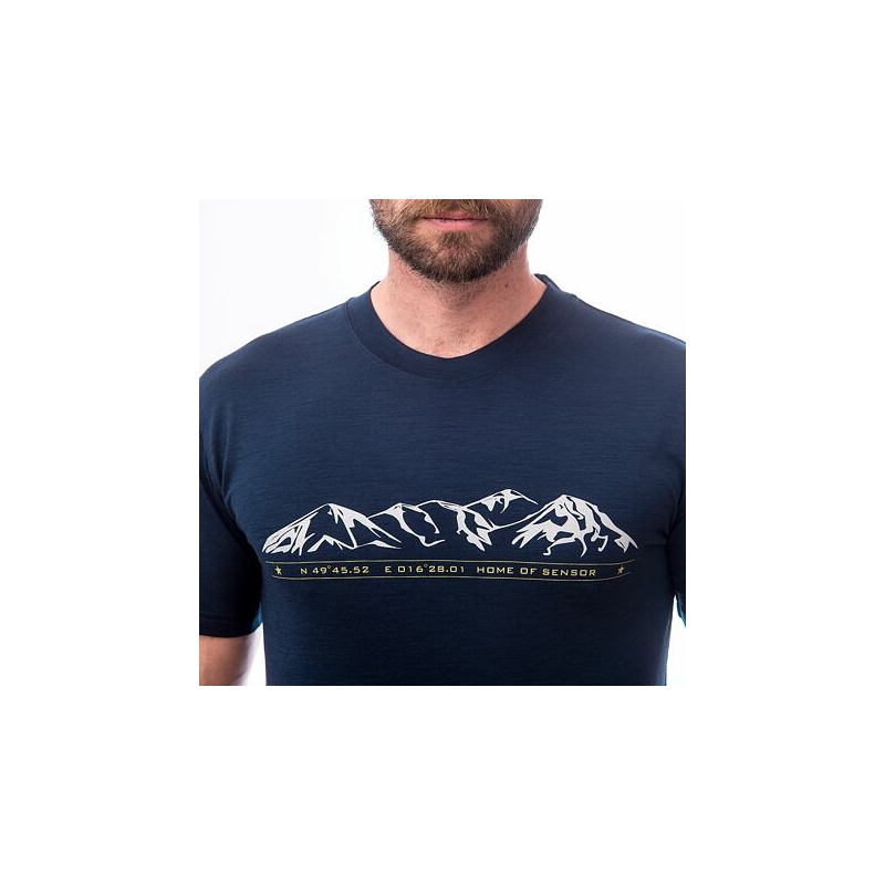 Muška majica kratkih rukava Sensor Merino Active PT Mountains tamnoplava rasprodaja