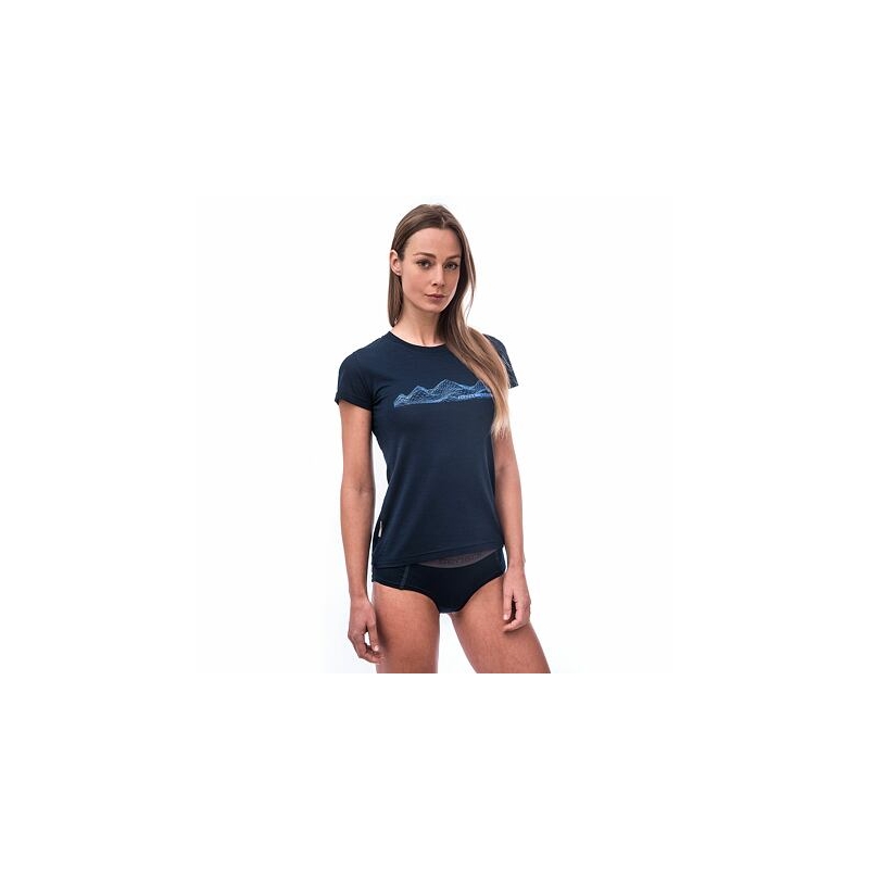 Ženska majica kratkih rukava Sensor Merino Active PT Mountains tamnoplava rasprodaja