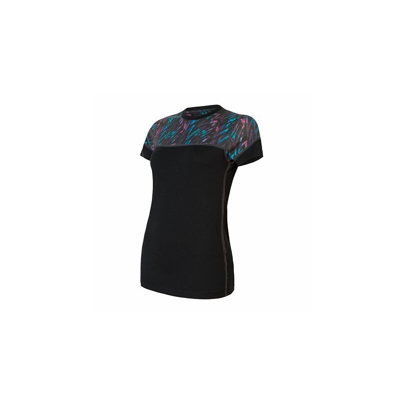 Sensor Merino Impress ženska termo majica crno-plavo-roza rasprodaja