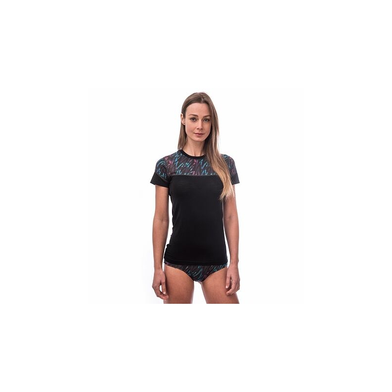 Sensor Merino Impress ženska termo majica crno-plavo-roza rasprodaja