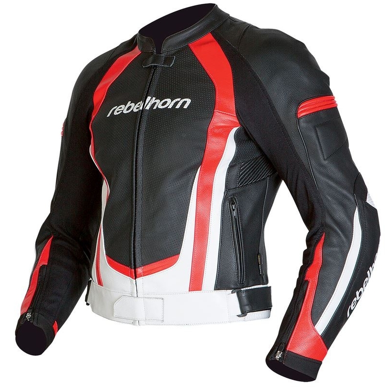 Motociklistička jakna Rebelhorn Piston II crna/bijela/crvena