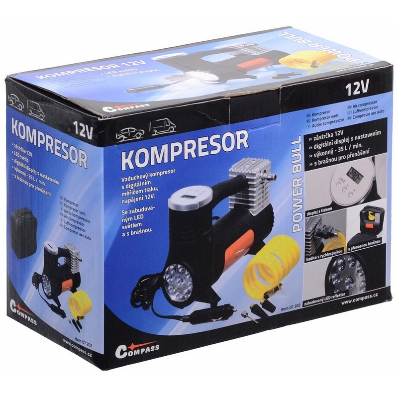 Kompresor 12V POWER BULL digitalni sa svjetlom