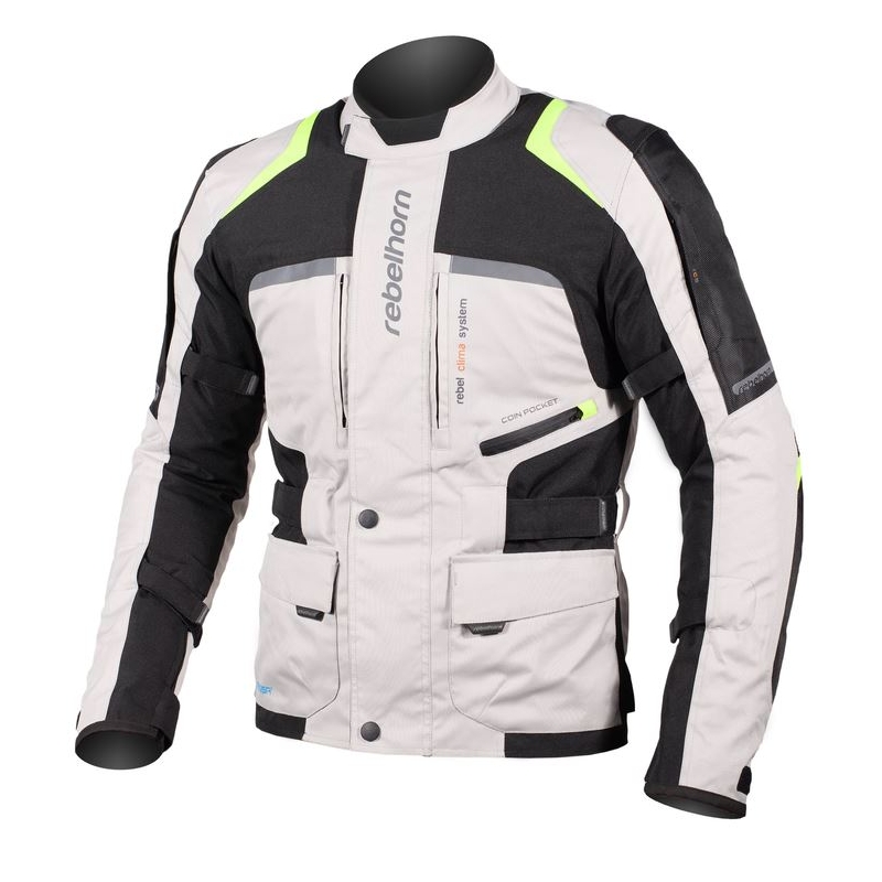 Motociklistička jakna Rebelhorn Hiker Pro sivo-crna-fluo žuta