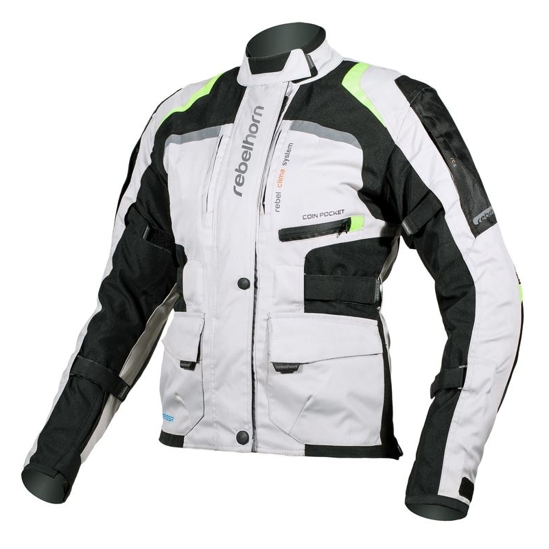Ženska moto jakna Rebelhorn Hiker Pro sivo-crna-fluo žuta rasprodaja