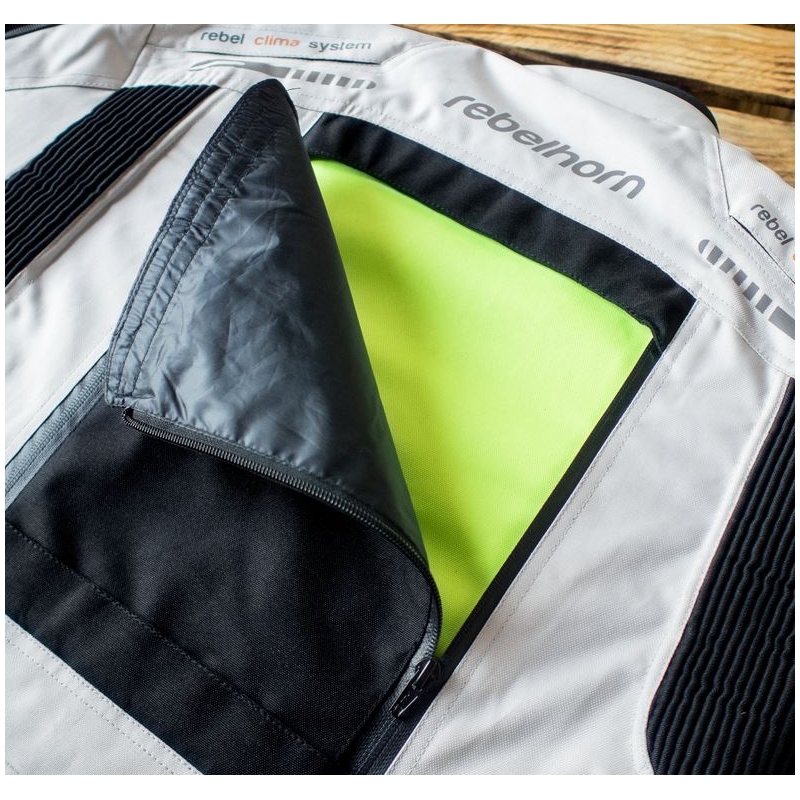 Ženska moto jakna Rebelhorn Hiker Pro sivo-crna-fluo žuta rasprodaja