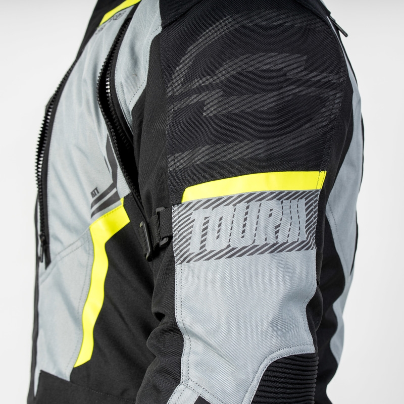 Motociklistička jakna Ozone Tour III crno-sivo-fluo žuta