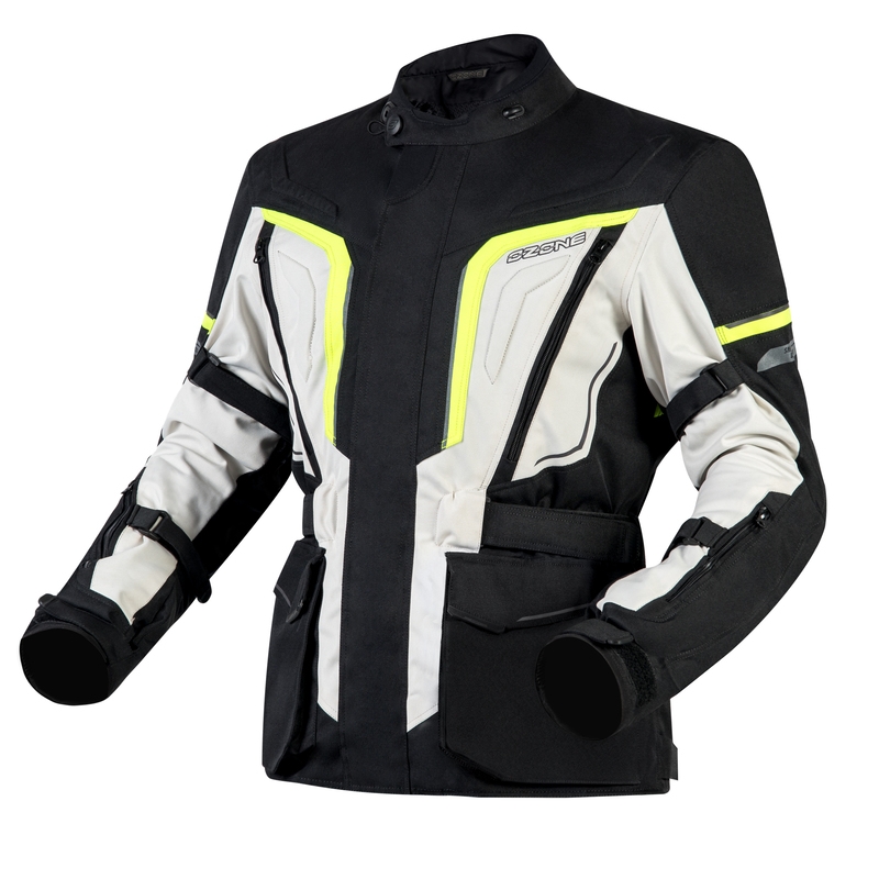 Motociklistička jakna Ozone Sahara crno-siva-fluo žuta rasprodaja