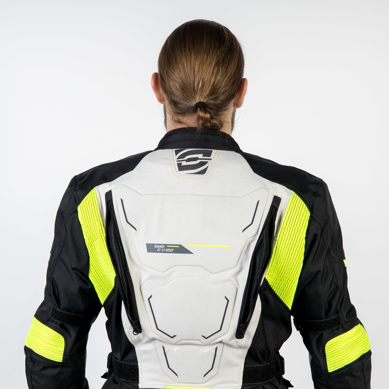 Motociklistička jakna Ozone Sahara crno-siva-fluo žuta rasprodaja