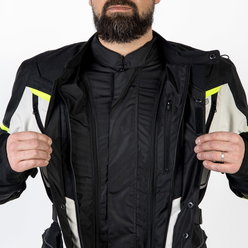 Motociklistička jakna Ozone Sahara crno-siva-fluo žuta rasprodaja