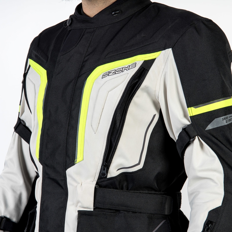 Motociklistička jakna Ozone Sahara crno-siva-fluo žuta rasprodaja
