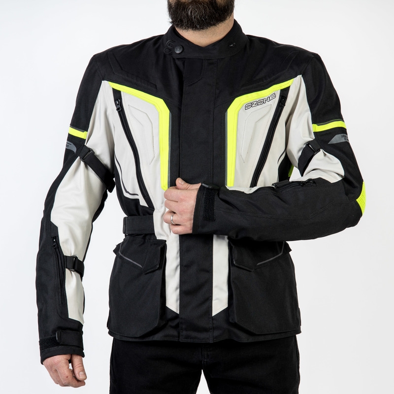 Motociklistička jakna Ozone Sahara crno-siva-fluo žuta rasprodaja