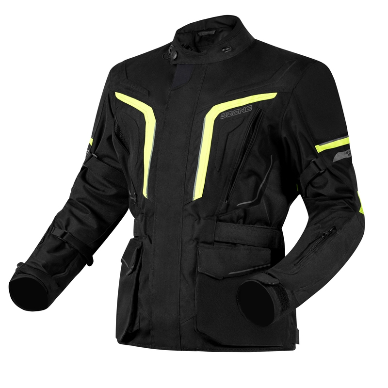 Motociklistička jakna Ozone Sahara crno-fluo žuta rasprodaja