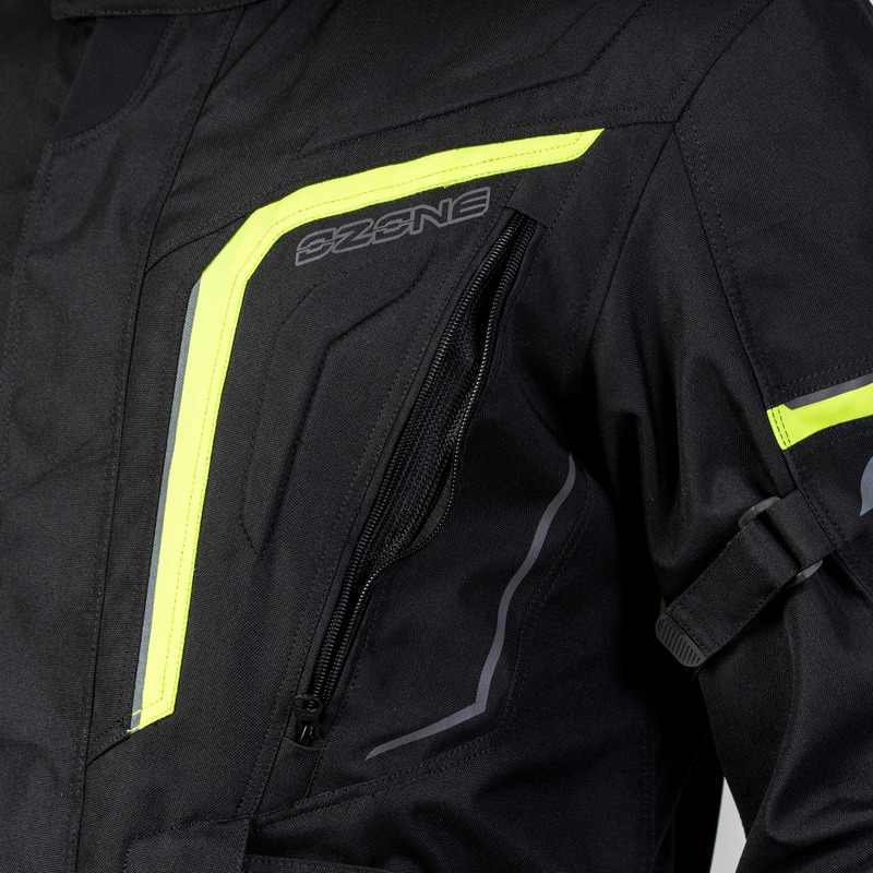 Motociklistička jakna Ozone Sahara crno-fluo žuta rasprodaja
