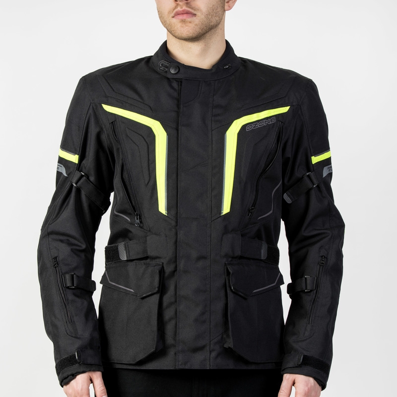 Motociklistička jakna Ozone Sahara crno-fluo žuta rasprodaja